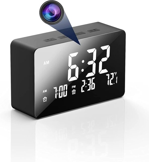 Spy Wifi Mirror table Clock Camera with Night Vision